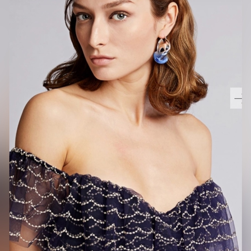 ELLERY Accessories Ombre Blue Silver Liquid Earrings